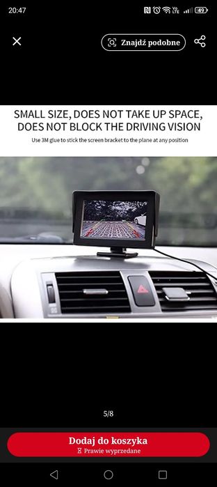 Monitor samochodowy LCD do kamery cofania.