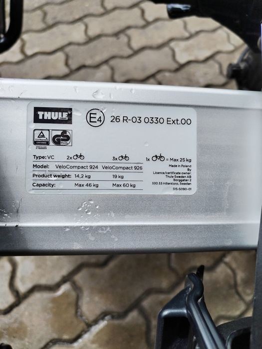 Bagażnik rowerowy thule velocompact 924