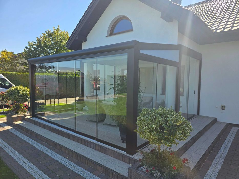 Zadaszenie tarasu, pergola, konstrukcja aluminiowa, altana