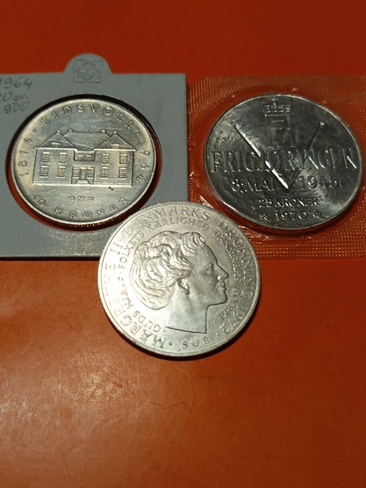 10 - 25 Koron Norwegia i Dania 1964 - 1972/Srebro 3 szt