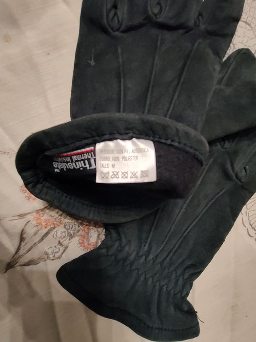 Luvas cor azul pele genuina