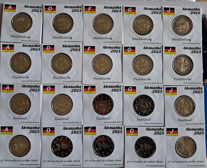 Moedas Comemorativas Alemanha UNC - Ano 2024 e 2025
