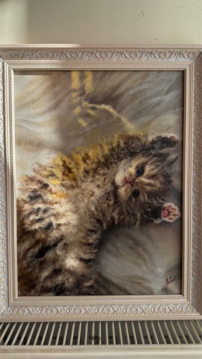 Квртина олійними фарбами. Кіт