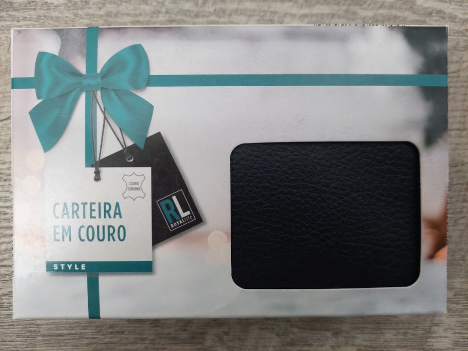 Carteira pele couro preto