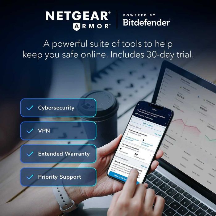 Router Netgear Orbi RBR850 Wifi 6 Mesh System + 2 Satélites