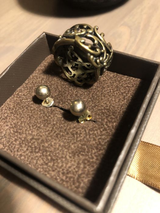 Kolczyki kulki kolor złota miedzi