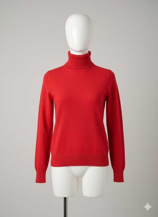 Czerwony sweter golf wiskoza & modal | M/L | bardzo dobry