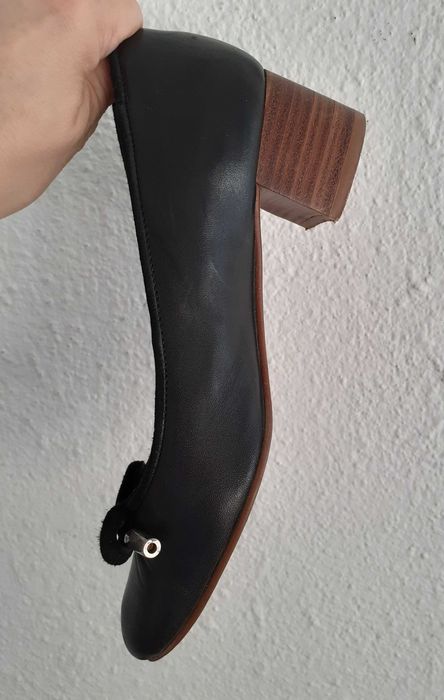 Sapatos salto tipo sabrina pele pretos 36 Gianna