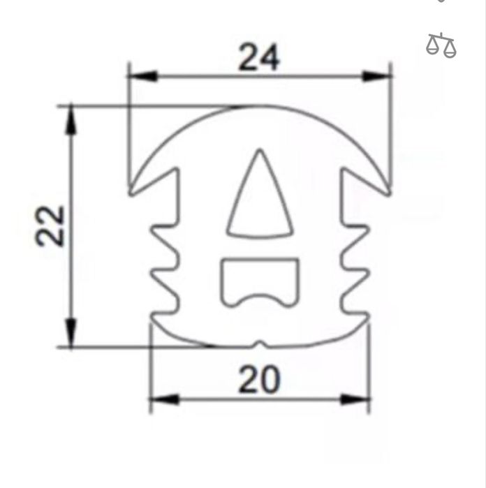 Ущільнювач для сонячних панелей (24*22*20 мм), EPDM