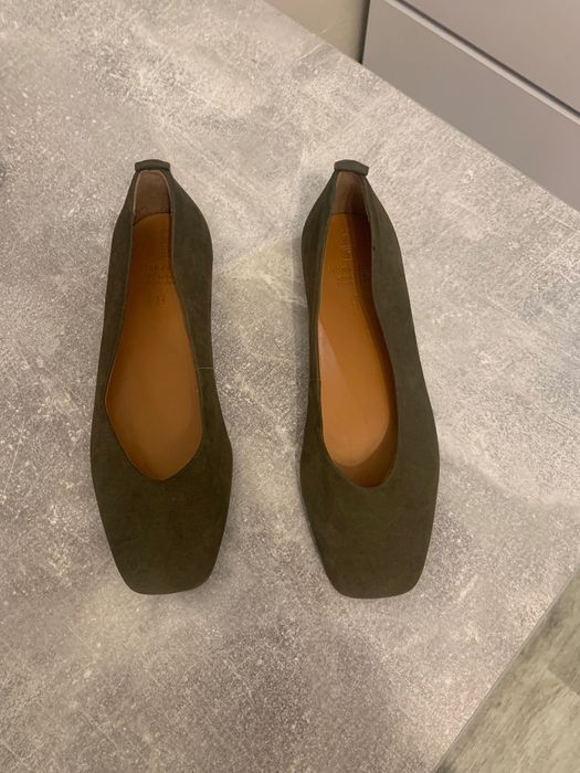 Балетки шкіряні р. 36 колір хакі, трендові, Zara шкіра