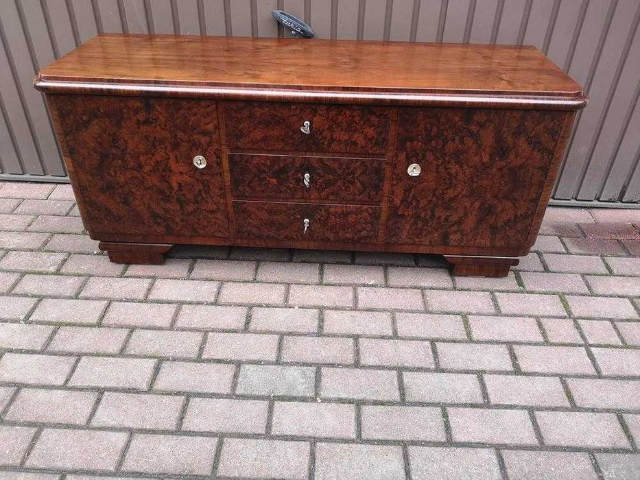 Komoda ART-DECO RTV Niska 134 Orzech Zgrabna Stara Antyk Po Renowacji.