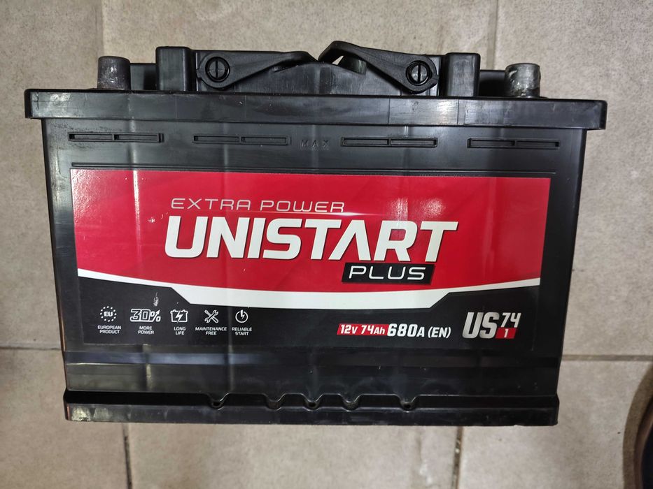 Akumulator UNISTART 74ah 680A Używany sprawny