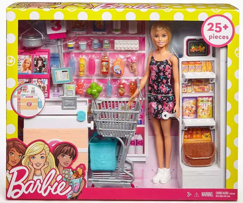 Barbie. FRP01 Supermarket. Zestaw z lalką. Barbie