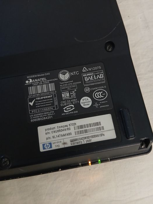 Portatil HP Compaq 6720t só Acende a Bord sem Disco e Carregador
