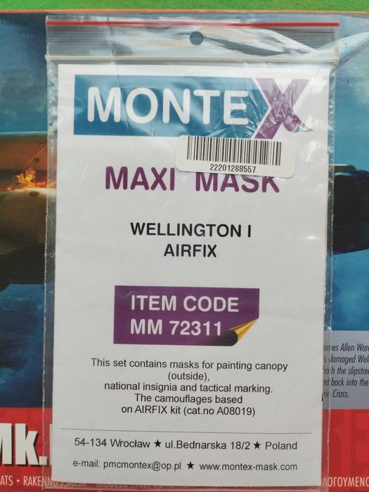 1/72 Airfix A08019 Vickers Wellington Mk.IC + Montex maxi mask canopy wheels RAF