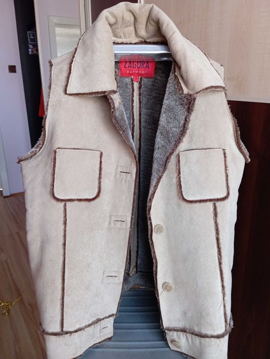 Kamizelka ZARA skóra i wełna śliczna i cieplutka r M