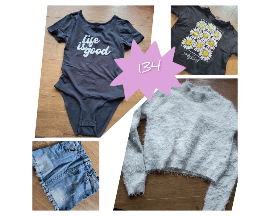 Zestaw ubrań ciuchow dla dziewczynki 134