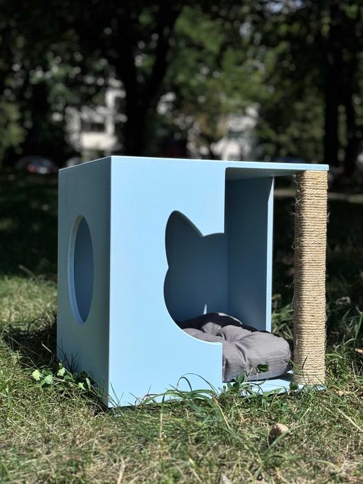 Buda Budka Domek DLA KOTA DRAPAK MiauVilla Blue