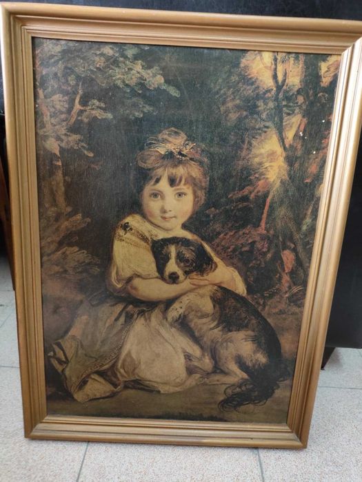 Quadro Vintage copia  Miss bowles and dog by Joshua Reynolds