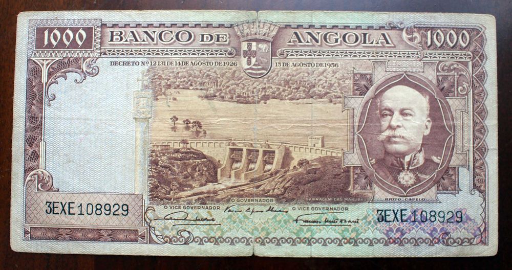 3 Notas de Escudos de Angola do Ano 1956