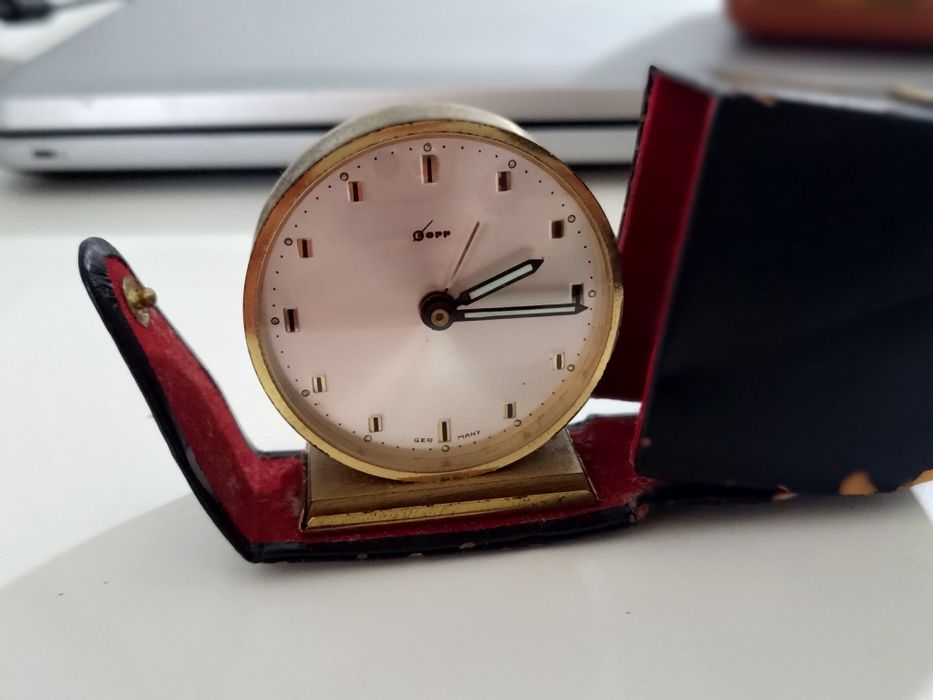 Budzik Vintage kopp mechaniczny nakręcany germany kieszonkowy podrozny