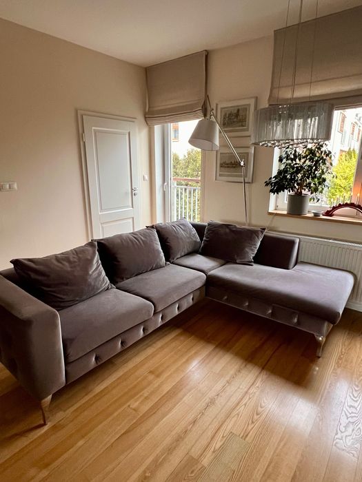 Elegancka narożna kanapa firmy Livingroom, szary welur