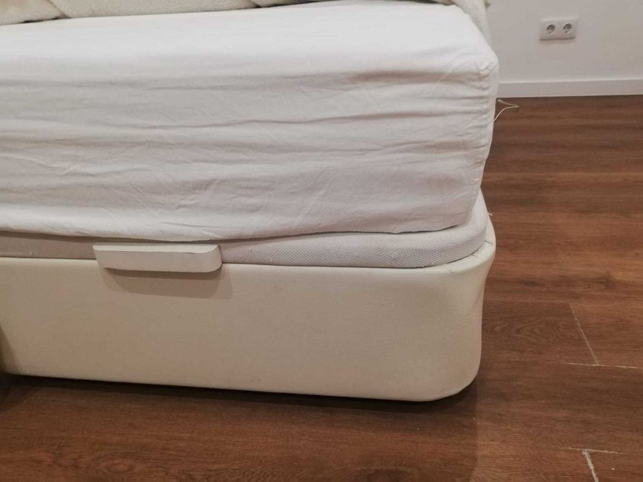 pack de  cama  em pele, individual com arrumação e colchão com capa  protetora