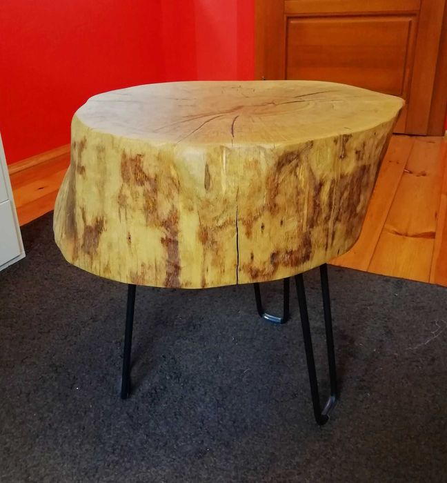 Nowy stolik kawowy dębowy (z litego plastra dębu) 48cm wysokości