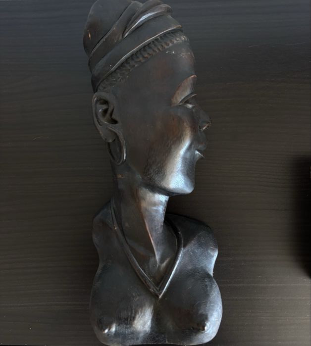 Escultura de casal africano em pau preto