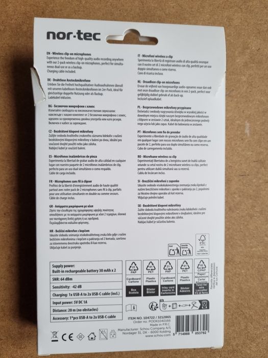 Mikrofon bezprzewodowy nor-tec do smartphona usb-c