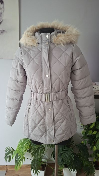 Dorothy Perkins pikowany płaszcz zimowy kurtka z kapturem r.S/M