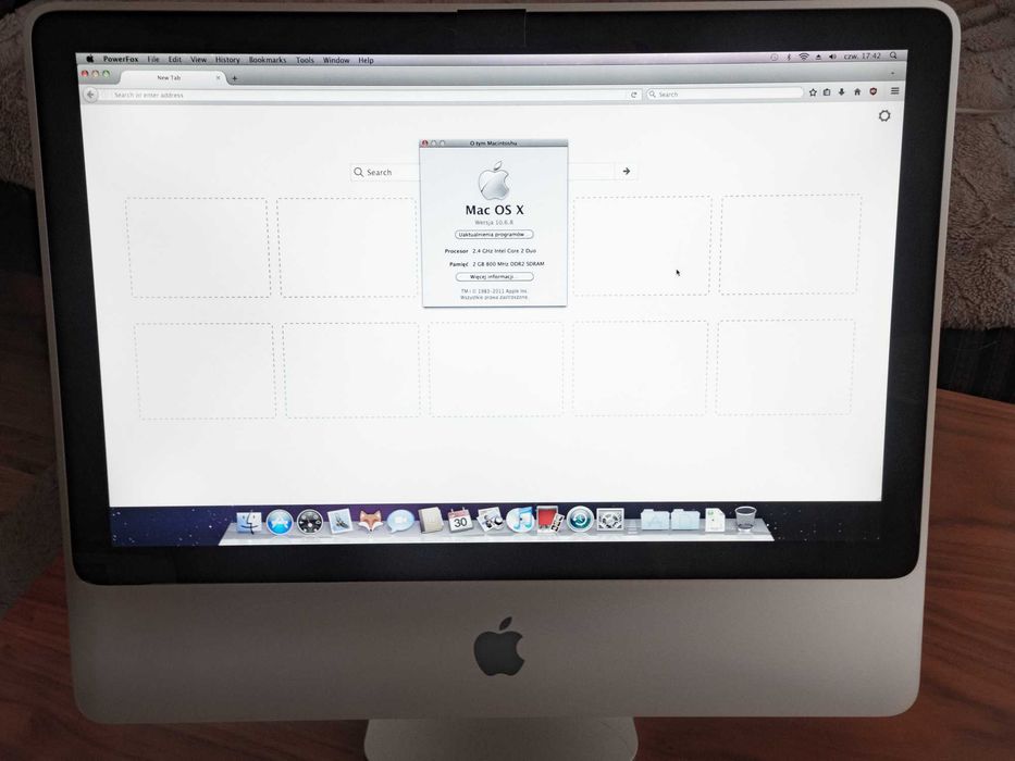 iMac 20" A1224 (2008), 2 GB RAM, 250 GB, Mac OS X 10.6.8