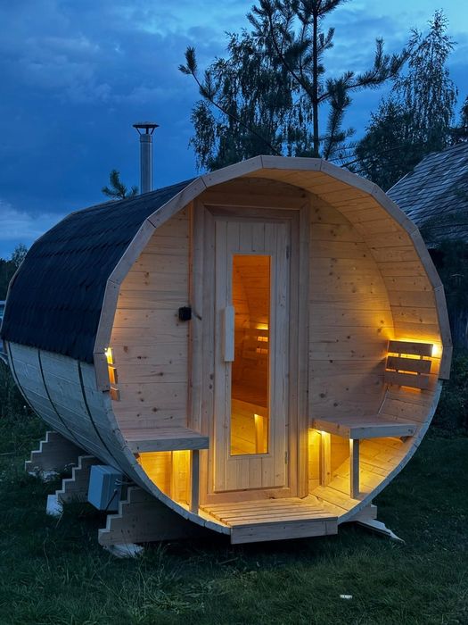 Sauna drewniana Beczka 300cm dostępna od ręki
