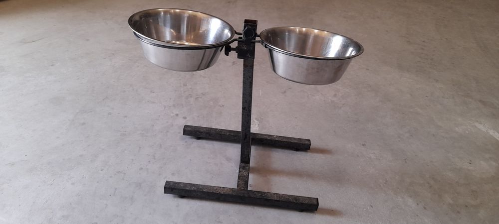 Comedouro duplo inox regulável