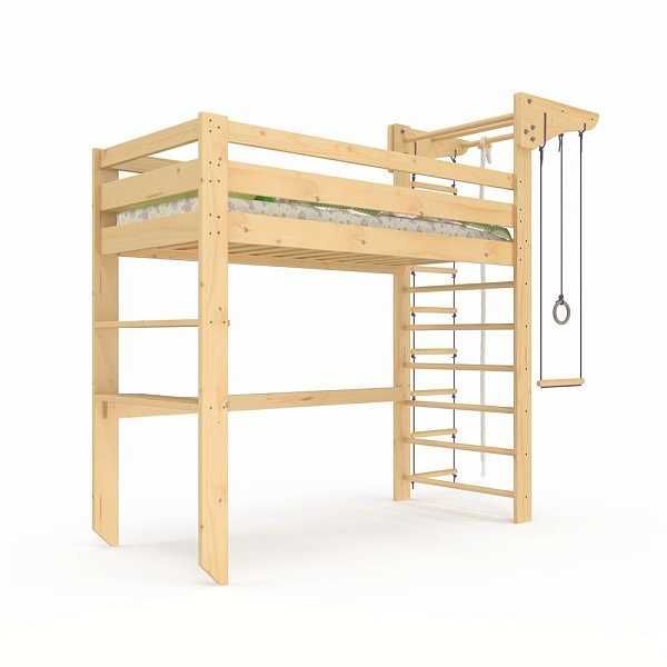 Спортивне Дитяче дерев’яне ліжко-горище 80×190 см шведська стінка