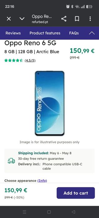 Telemóvel OPPO Reno 6 5g
