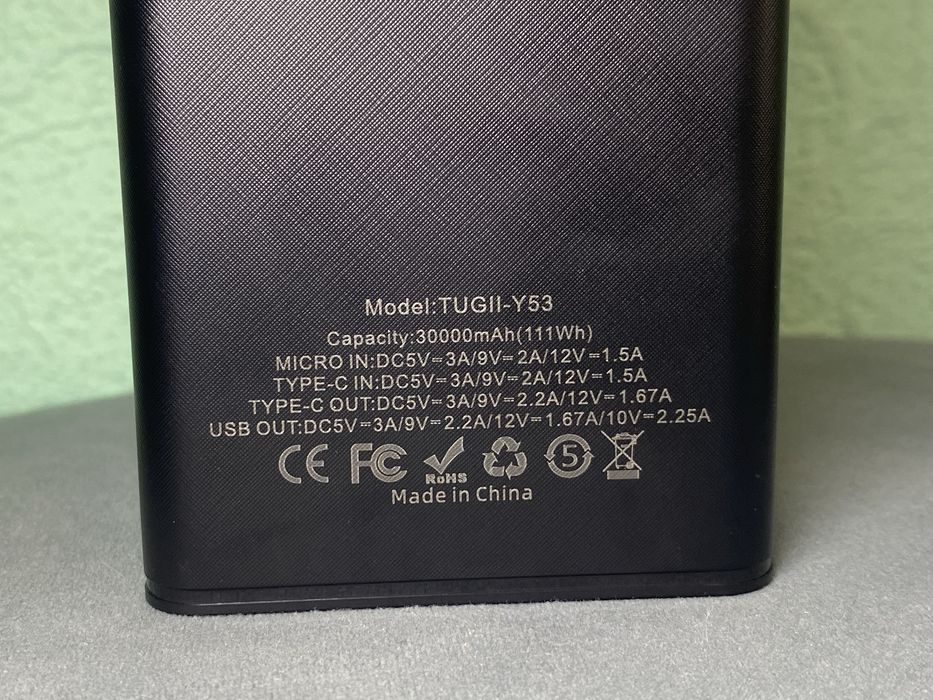Павербанк 30000 mAh 22.5W / Повербанк з LED лампою та дисплеєм