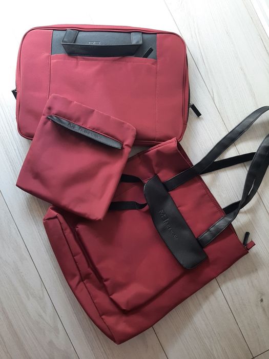 Zestaw torba torebka nerka torebeczka plecak aktówka listonoszka teczka na laptopa bordo eko skóra czarna