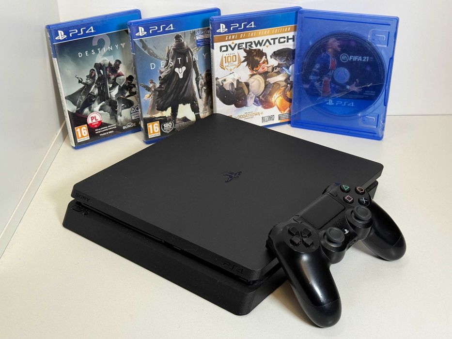 Konsola Sony PlayStation 4 Slim 500GB + Pad + 4 Gry | Stan BDB
