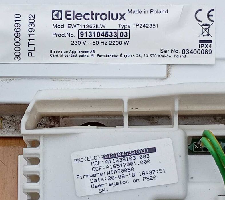 Programator + panel pralka Electrolux EWT11262 LW