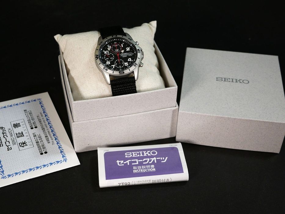 Seiko SND399Р Black з хронографом, нейлоновий ремінець