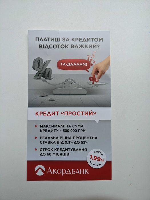 Кредит під 1,99% в місяць на будь які потреби