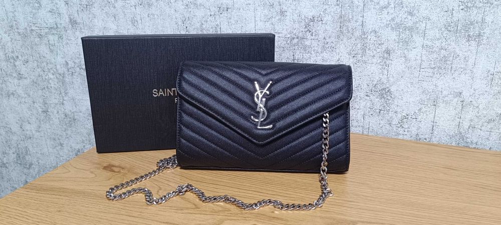 Сумка YSL Saint Laurent клатч black/silver