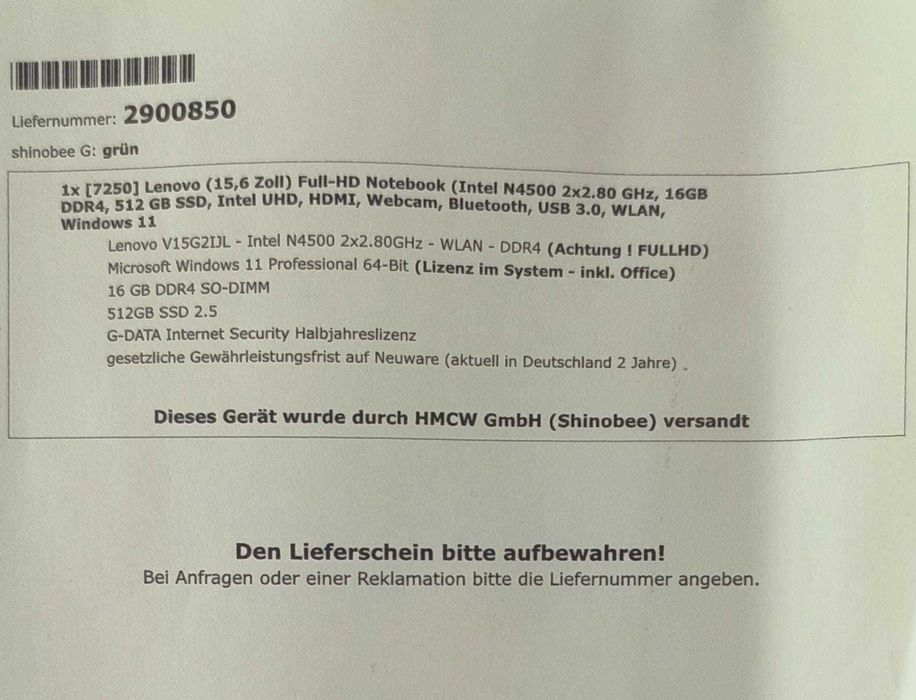 Portátil LENOVO V15G2IJL - Novo