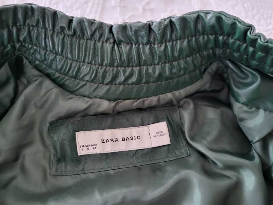 Blusão de pele verde novo Zara