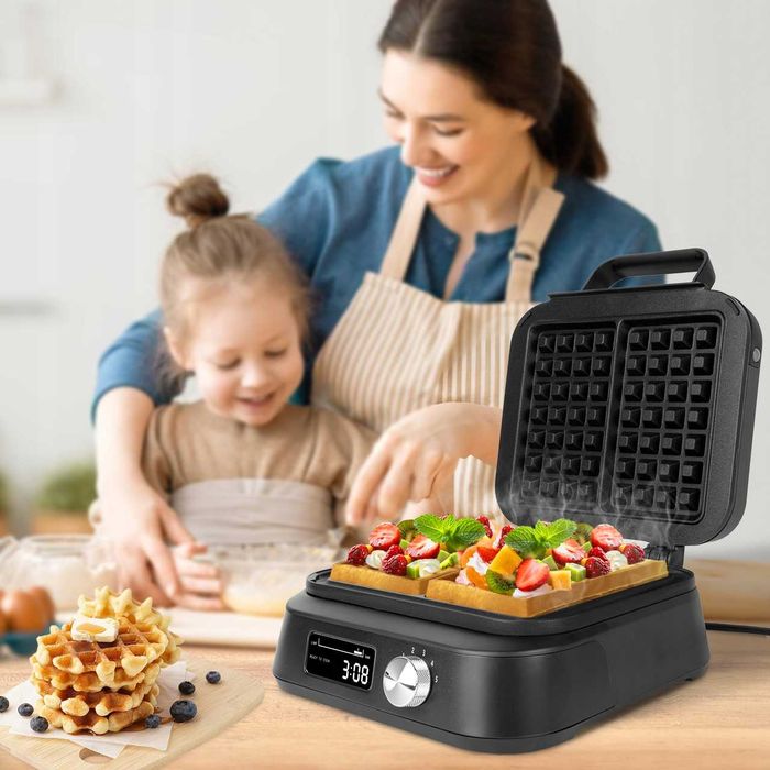 GOFROWNICA duże gofry REGULOWANA temperatura MOCNA 2200W wyświetlacz