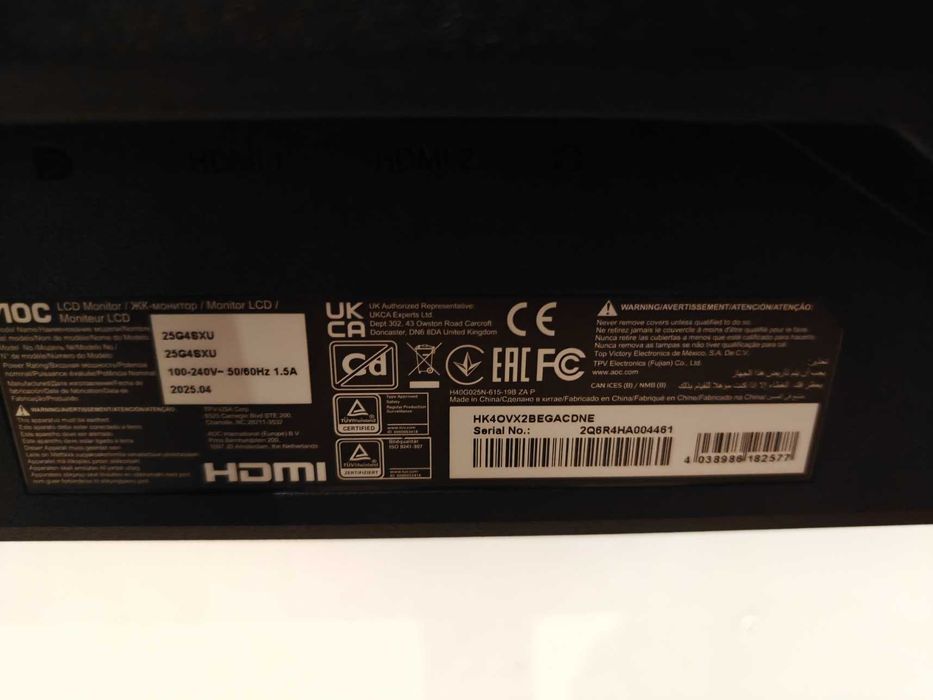 Monitor AOC 25G4SXU - para peças preçoNEGOCIAVEL (Tela Quebrada)