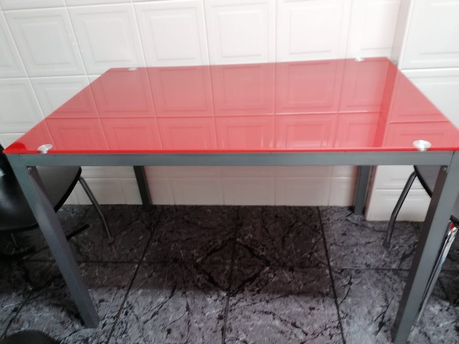 Mesa vidro vermelha