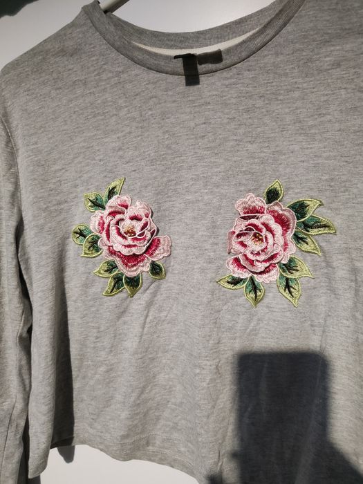 Bluzka H&M róże szeroki rękaw