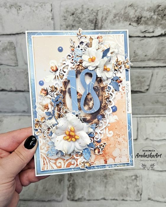 Kartka na 18tkę. Kartka na osiemnaste urodziny. Handmade